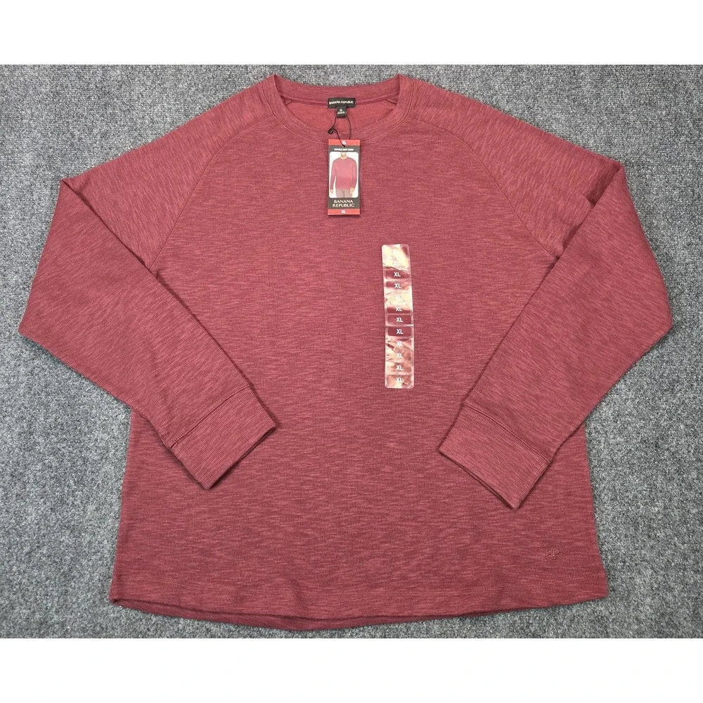 NEW Banana Republic Double Knit Crew Sweater Mens XL Burgundy Shirt